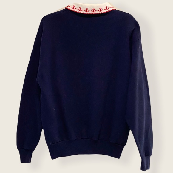 Vintage 90's Collared Sweatshirt Teddy Bear Anchor Sz M - Picture 2 of 9